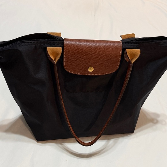 Longchamp Le Pliage Tote Bag Black and Brown - Picture 5 of 16